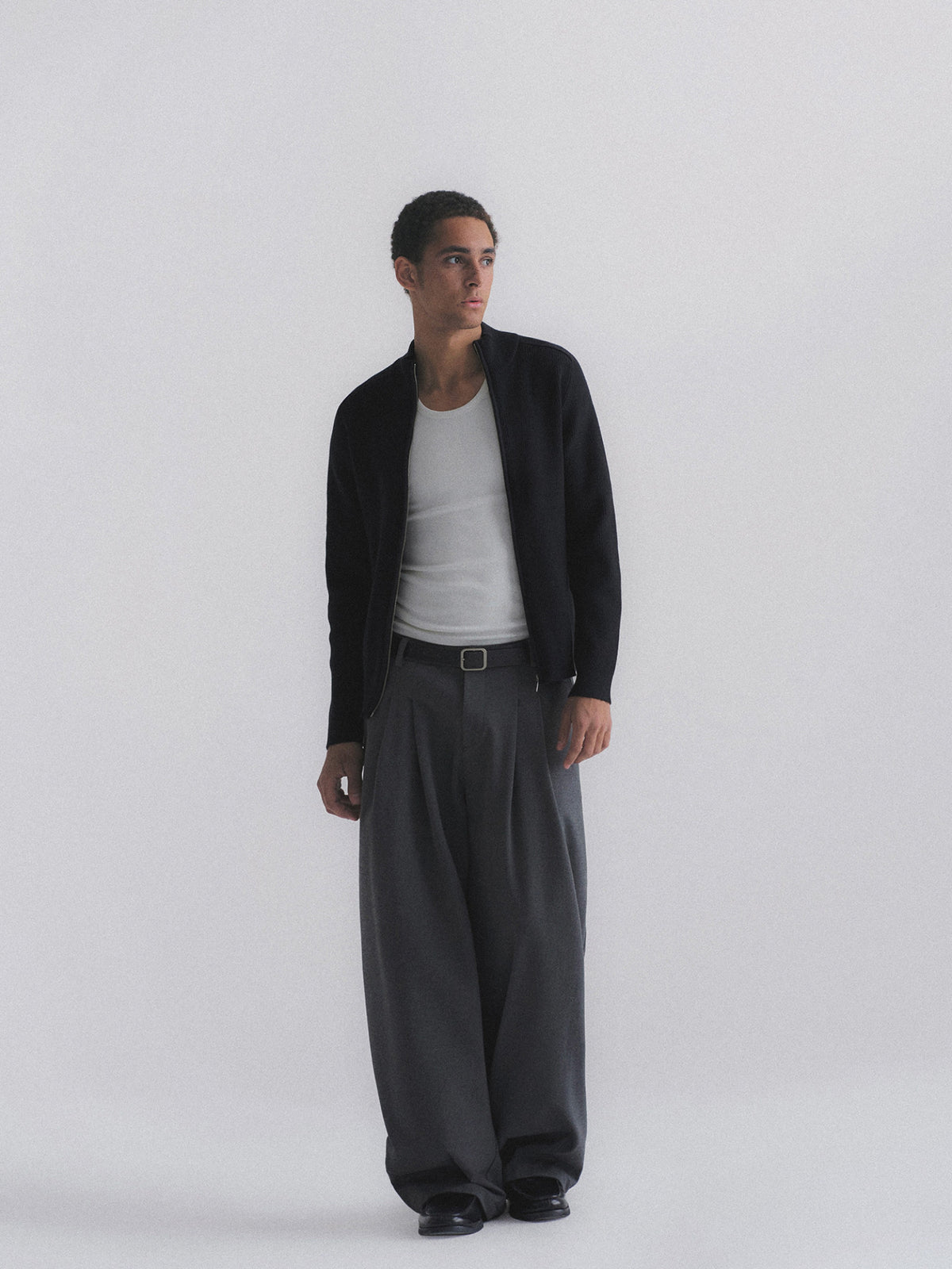 Thread | Ribbed Fitted Zip-Up Knit Cardigan
