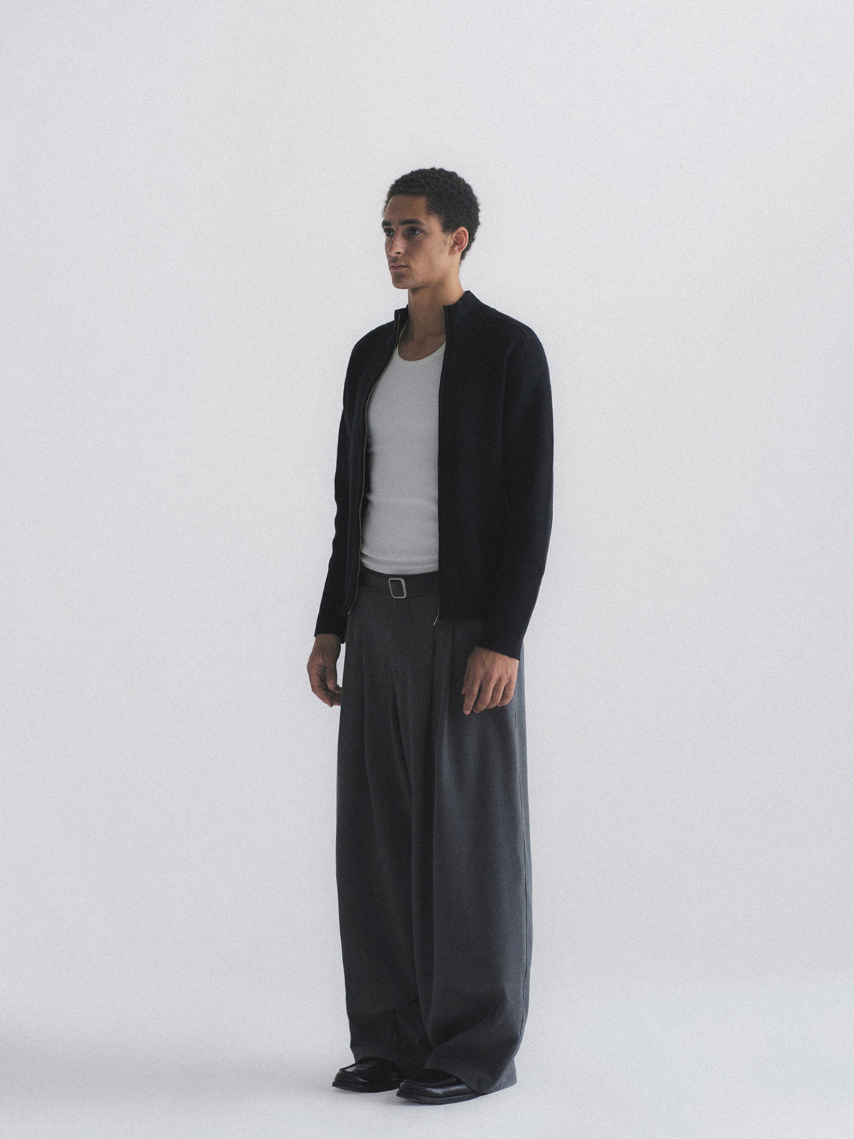 Thread | Ribbed Fitted Zip-Up Knit Cardigan