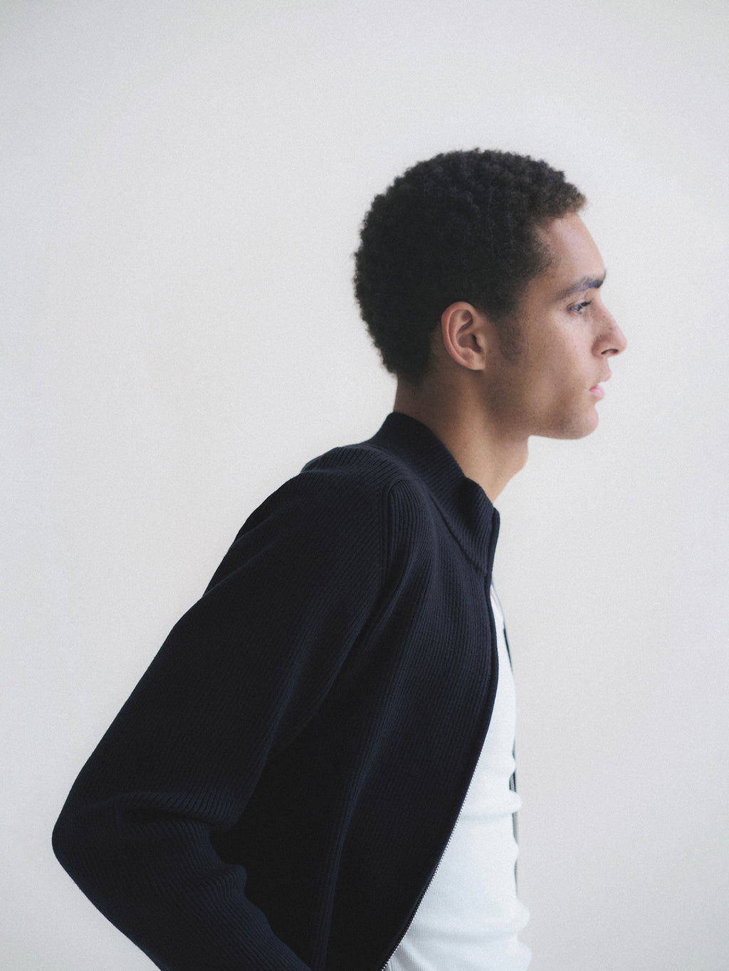 Thread | Ribbed Fitted Zip-Up Knit Cardigan