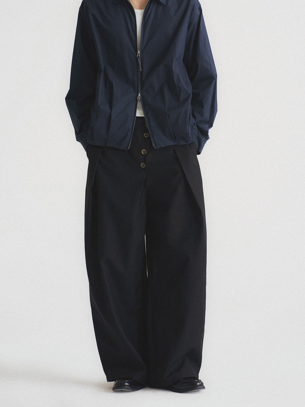 Thread | Asymmetric Pleat Wide-Leg Trousers