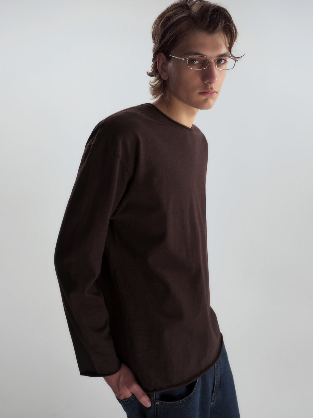 Roll-Hem Drop Shoulder L/S Tee