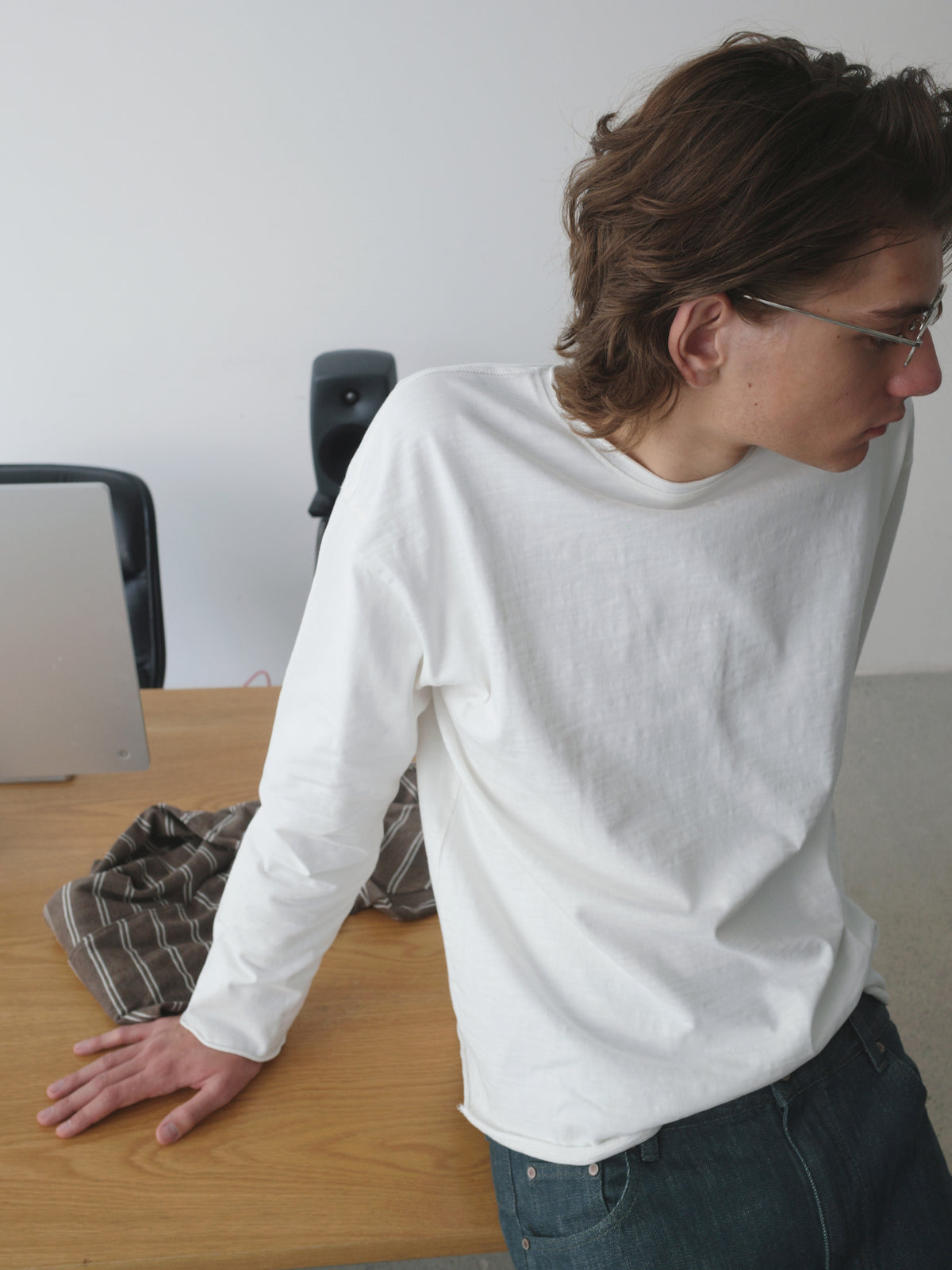 Roll-Hem Drop Shoulder L/S Tee