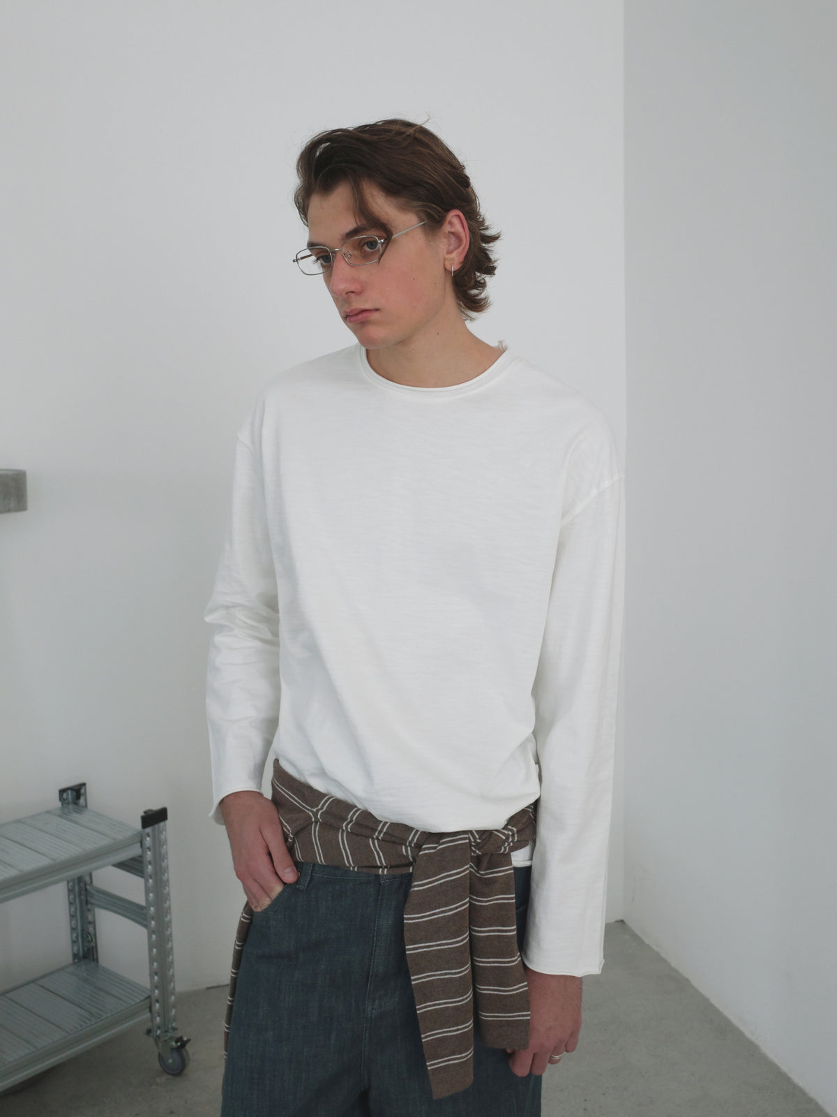 Roll-Hem Drop Shoulder L/S Tee