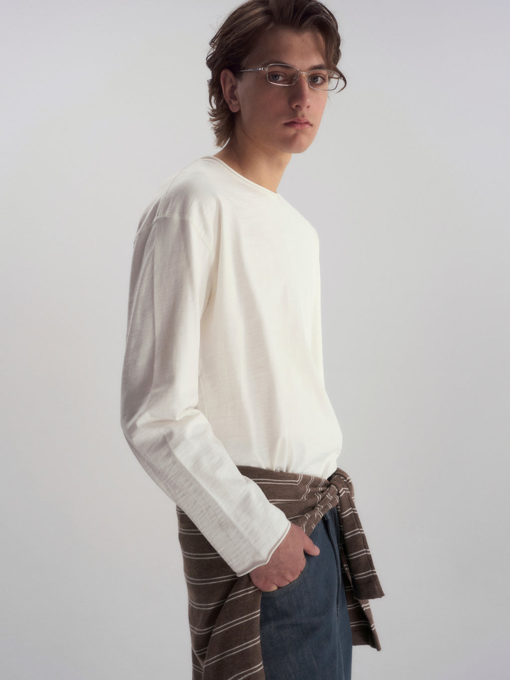 Roll-Hem Drop Shoulder L/S Tee