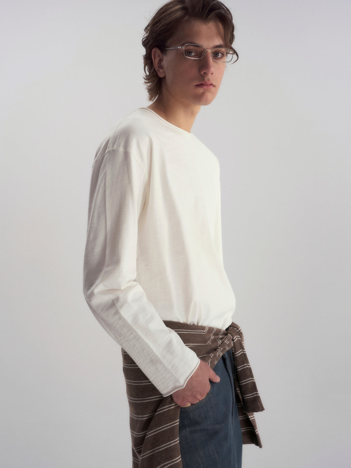 Roll-Hem Drop Shoulder L/S Tee