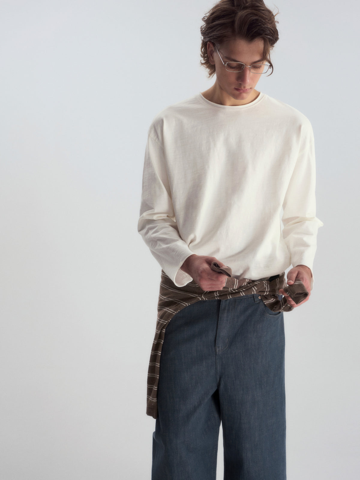 Roll-Hem Drop Shoulder L/S Tee