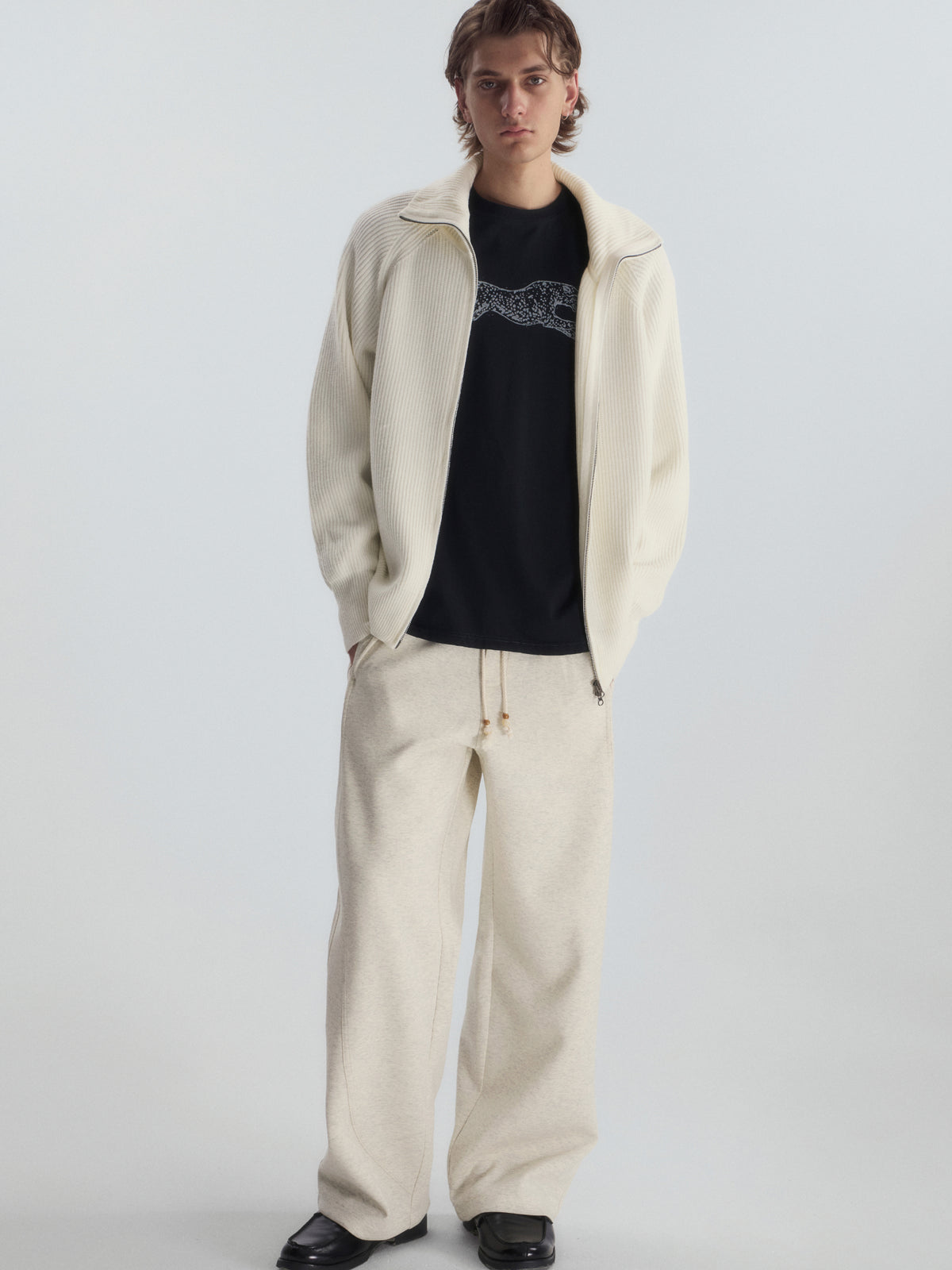 Ribbed Turtleneck Knit Cardigan