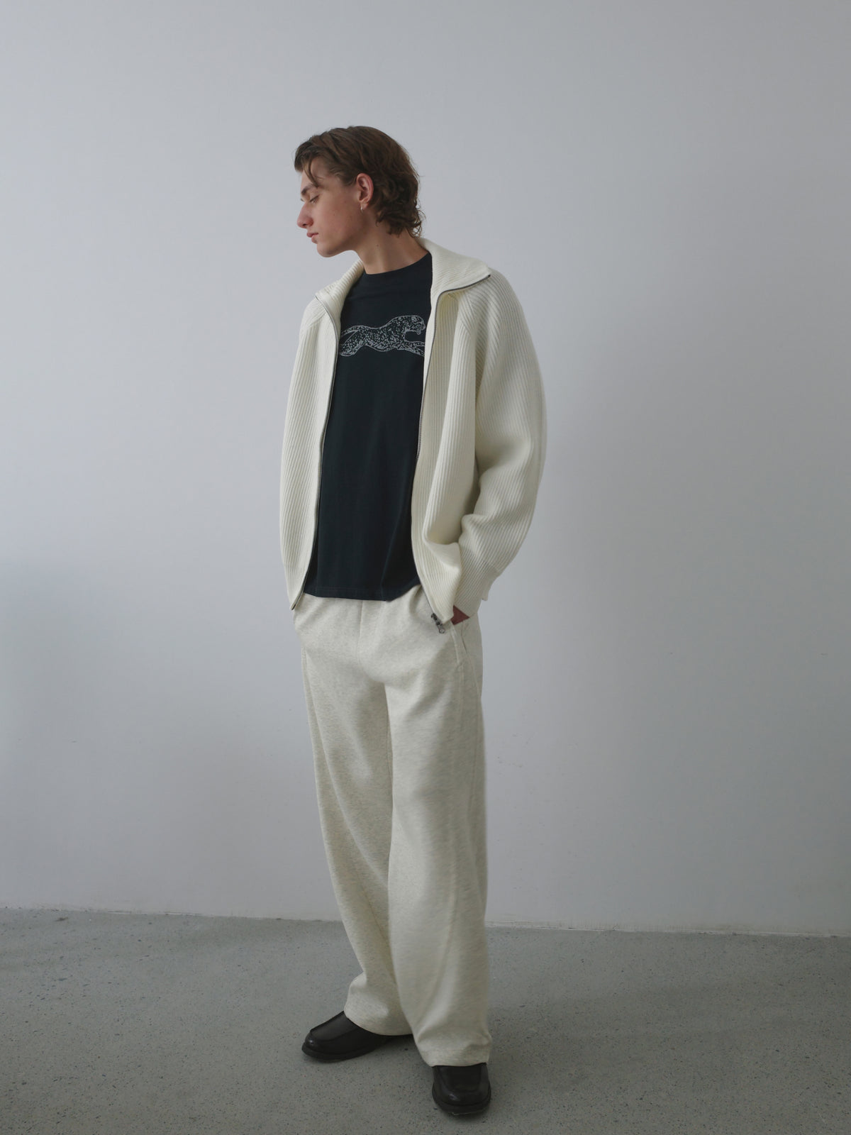 Ribbed Turtleneck Knit Cardigan