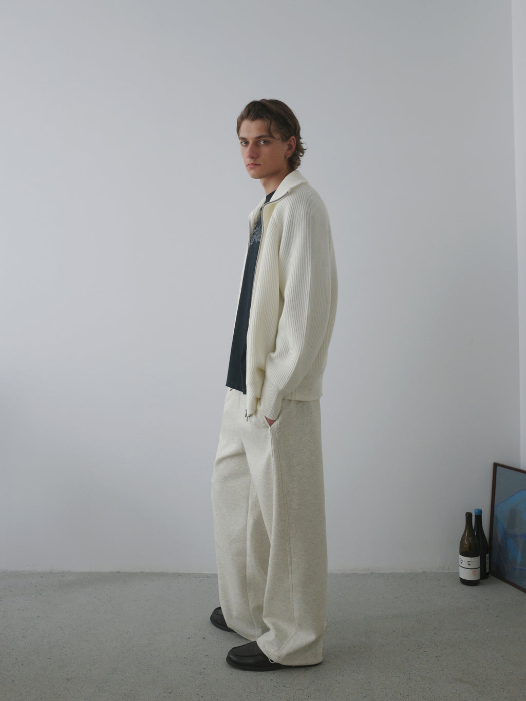 Curved Leg Relaxed Sweatpants