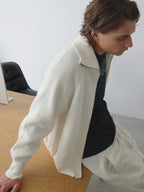 Ribbed Turtleneck Knit Cardigan