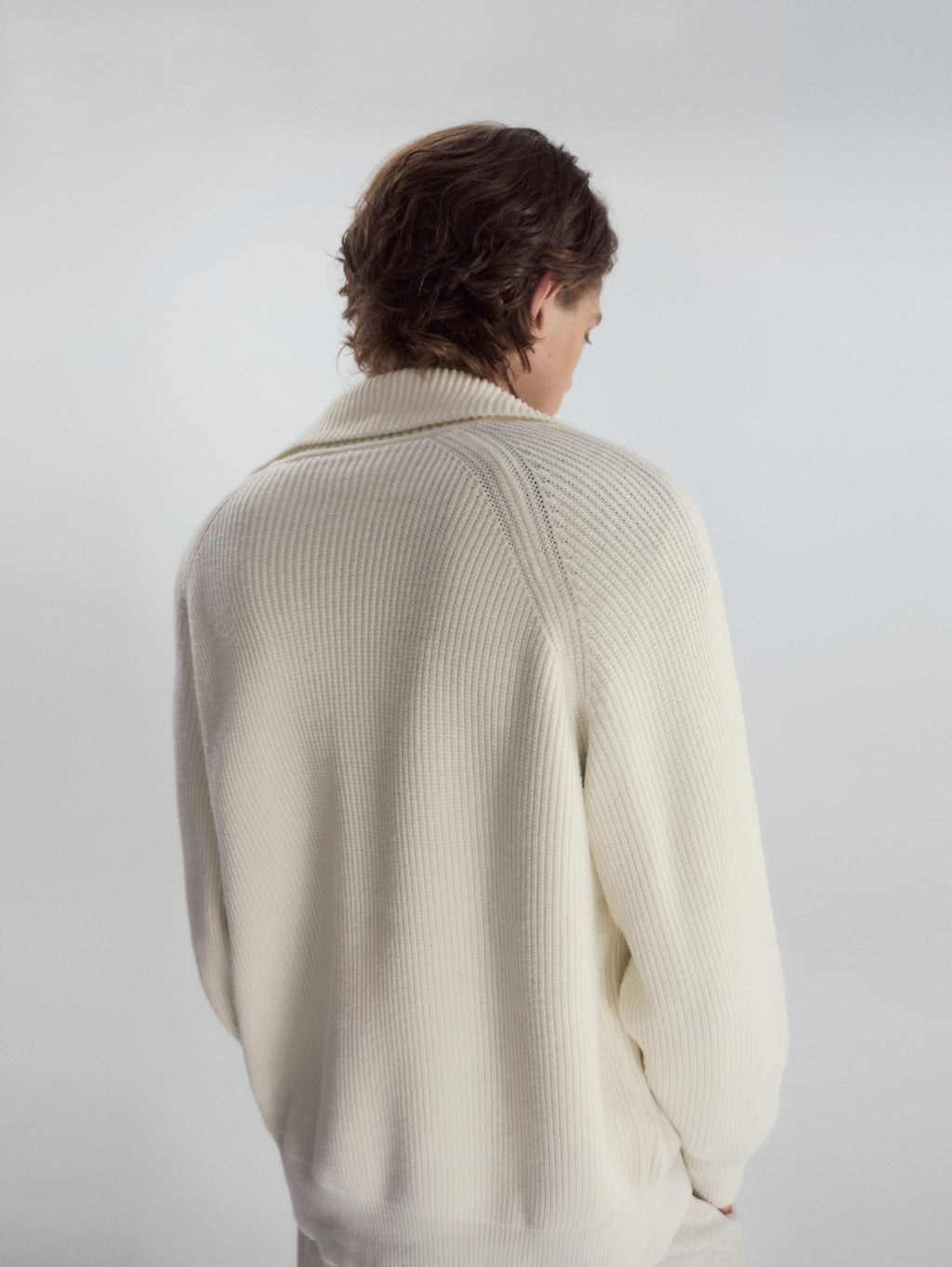 Ribbed Turtleneck Knit Cardigan