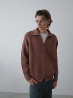 Ribbed Turtleneck Knit Cardigan