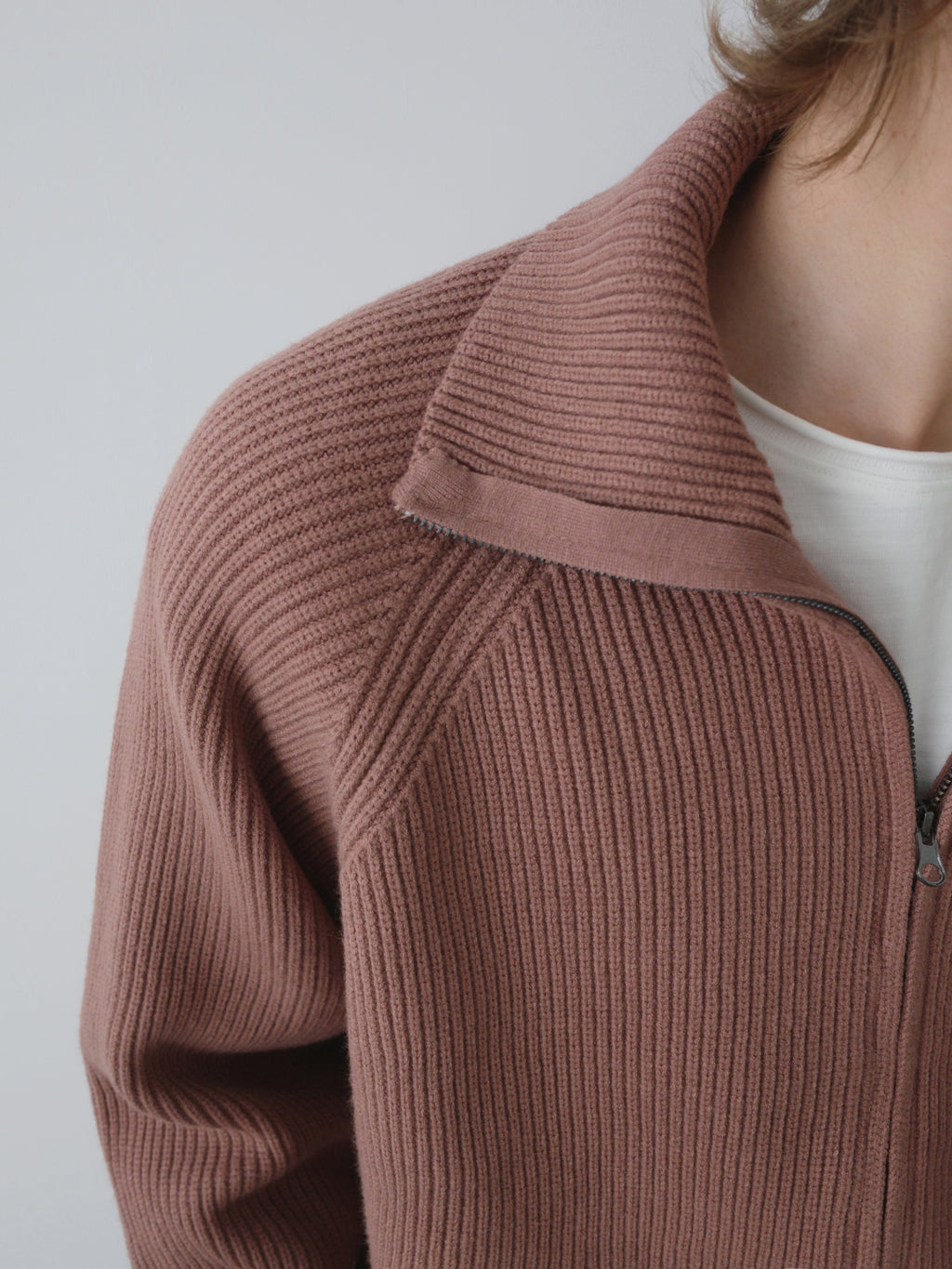 Ribbed Turtleneck Knit Cardigan