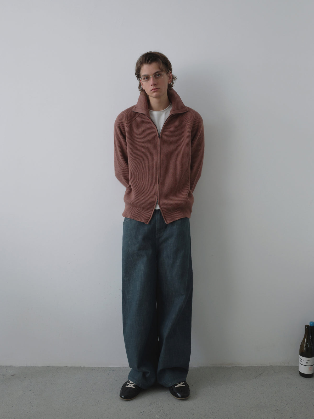 Ribbed Turtleneck Knit Cardigan