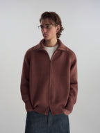 Ribbed Turtleneck Knit Cardigan