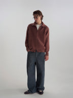 Ribbed Turtleneck Knit Cardigan