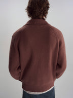 Ribbed Turtleneck Knit Cardigan
