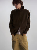 Ribbed Turtleneck Knit Cardigan
