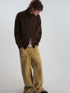 Ribbed Turtleneck Knit Cardigan