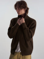 Ribbed Turtleneck Knit Cardigan