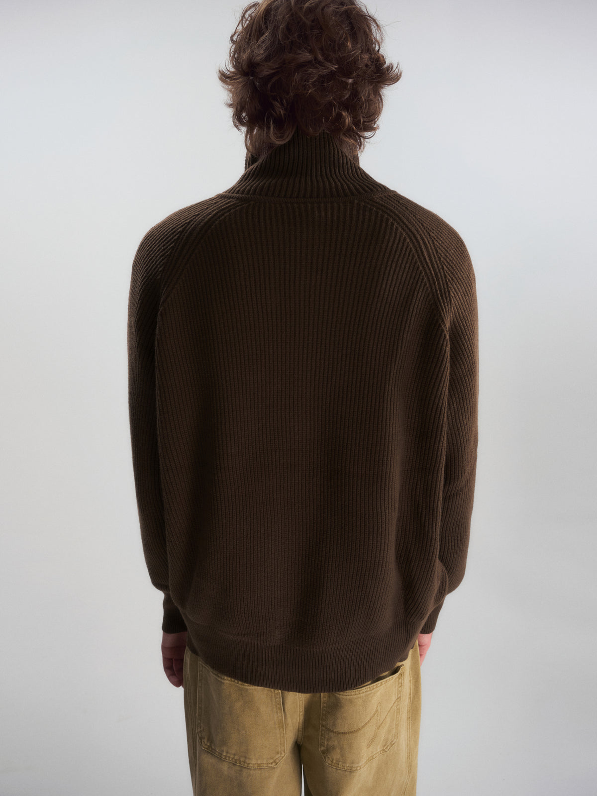 Ribbed Turtleneck Knit Cardigan