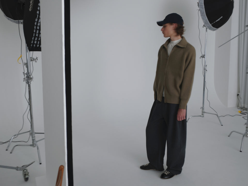 Ribbed Turtleneck Knit Cardigan