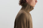 Ribbed Turtleneck Knit Cardigan