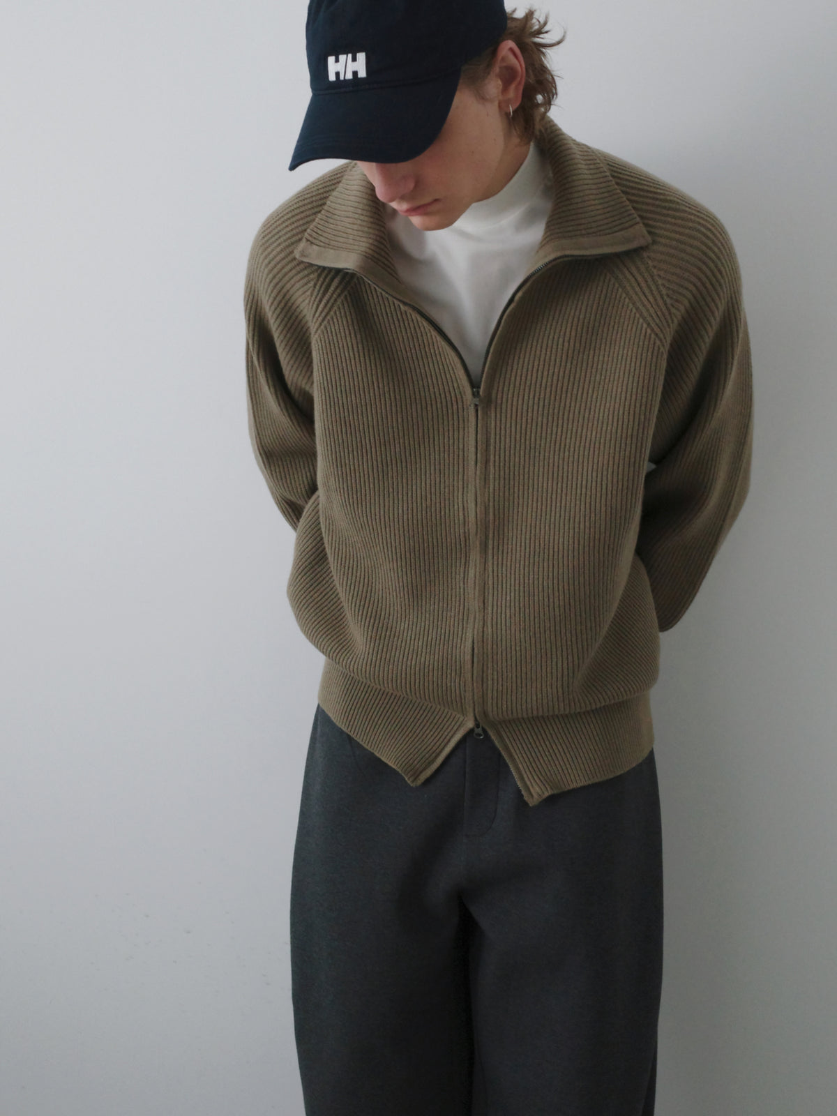 Ribbed Turtleneck Knit Cardigan
