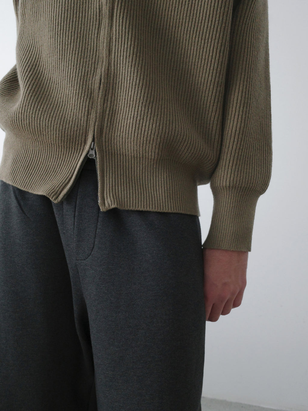 Ribbed Turtleneck Knit Cardigan