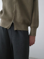 Ribbed Turtleneck Knit Cardigan