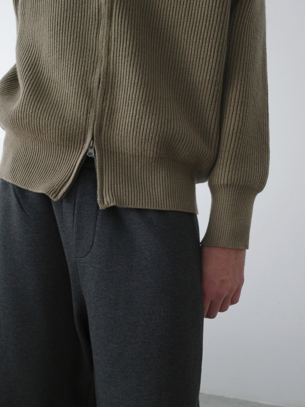 Ribbed Turtleneck Knit Cardigan