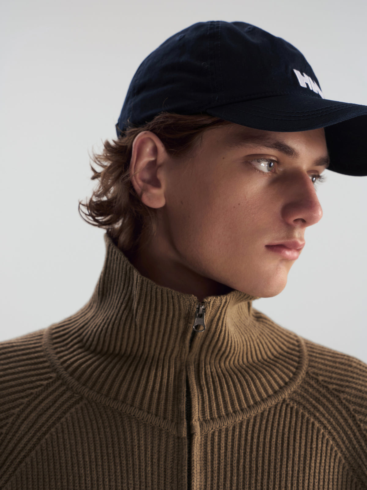 Ribbed Turtleneck Knit Cardigan