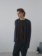 Relaxed Crew Neck Knit Cardigan