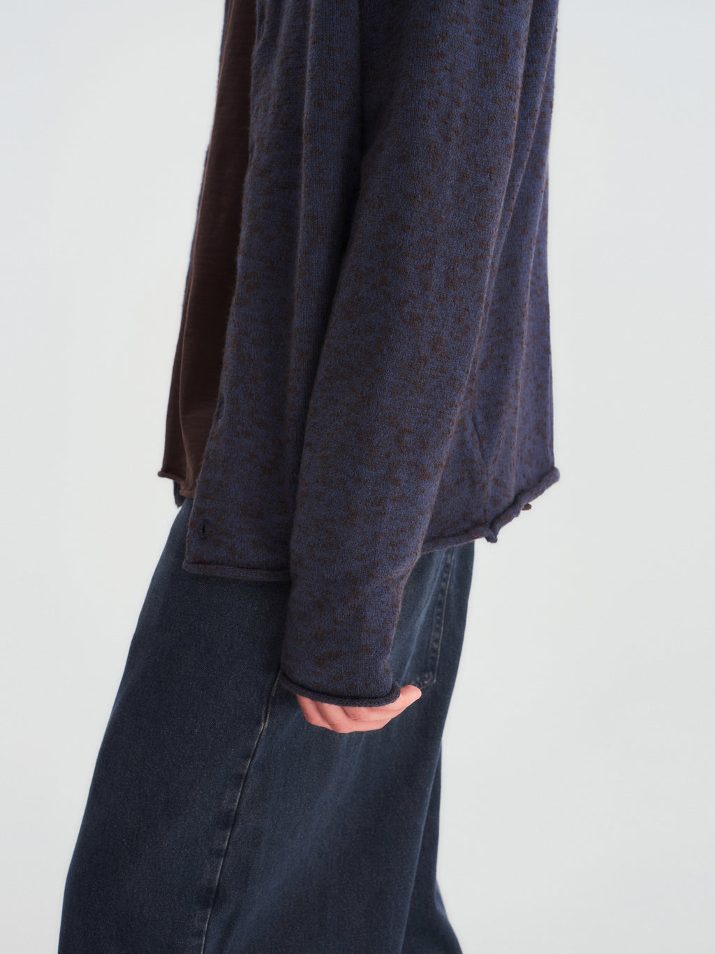 Relaxed Crew Neck Knit Cardigan