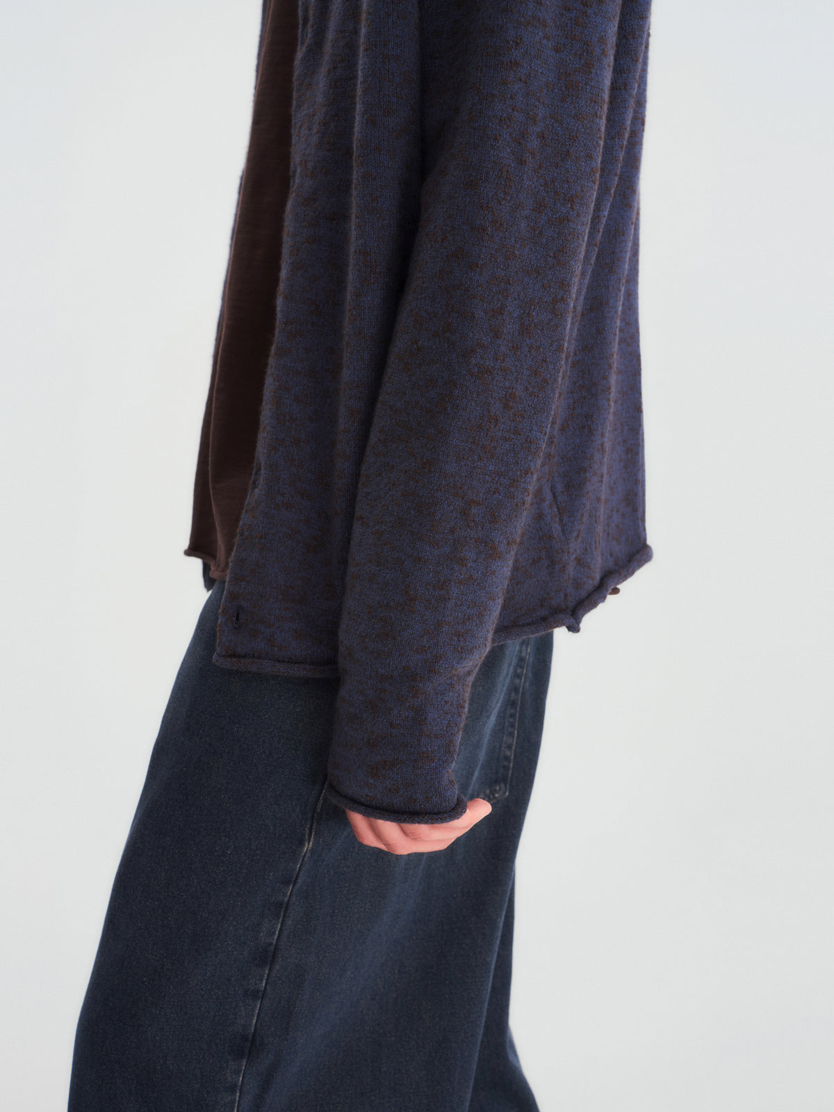 Relaxed Crew Neck Knit Cardigan