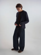 Relaxed Crew Neck Knit Cardigan