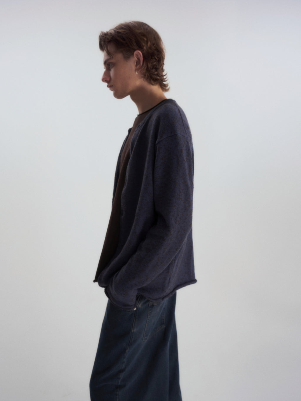 Relaxed Crew Neck Knit Cardigan