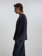 Relaxed Crew Neck Knit Cardigan