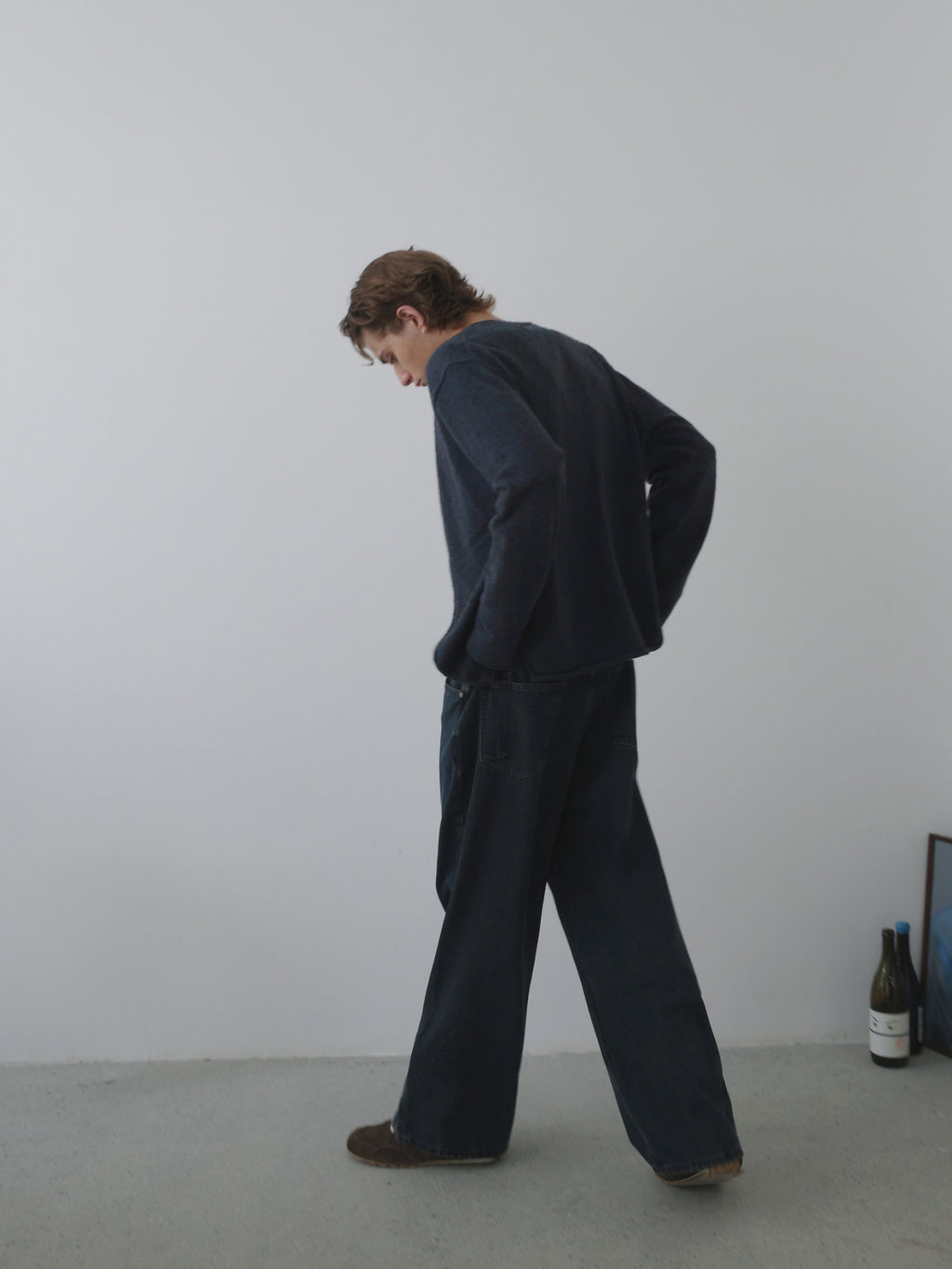 Relaxed Crew Neck Knit Cardigan
