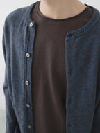 Relaxed Crew Neck Knit Cardigan
