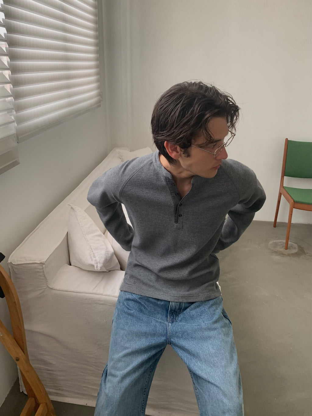 Thread | Waffle Henley Long Sleeve Tee