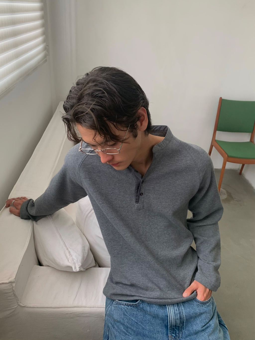 Thread | Waffle Henley Long Sleeve Tee