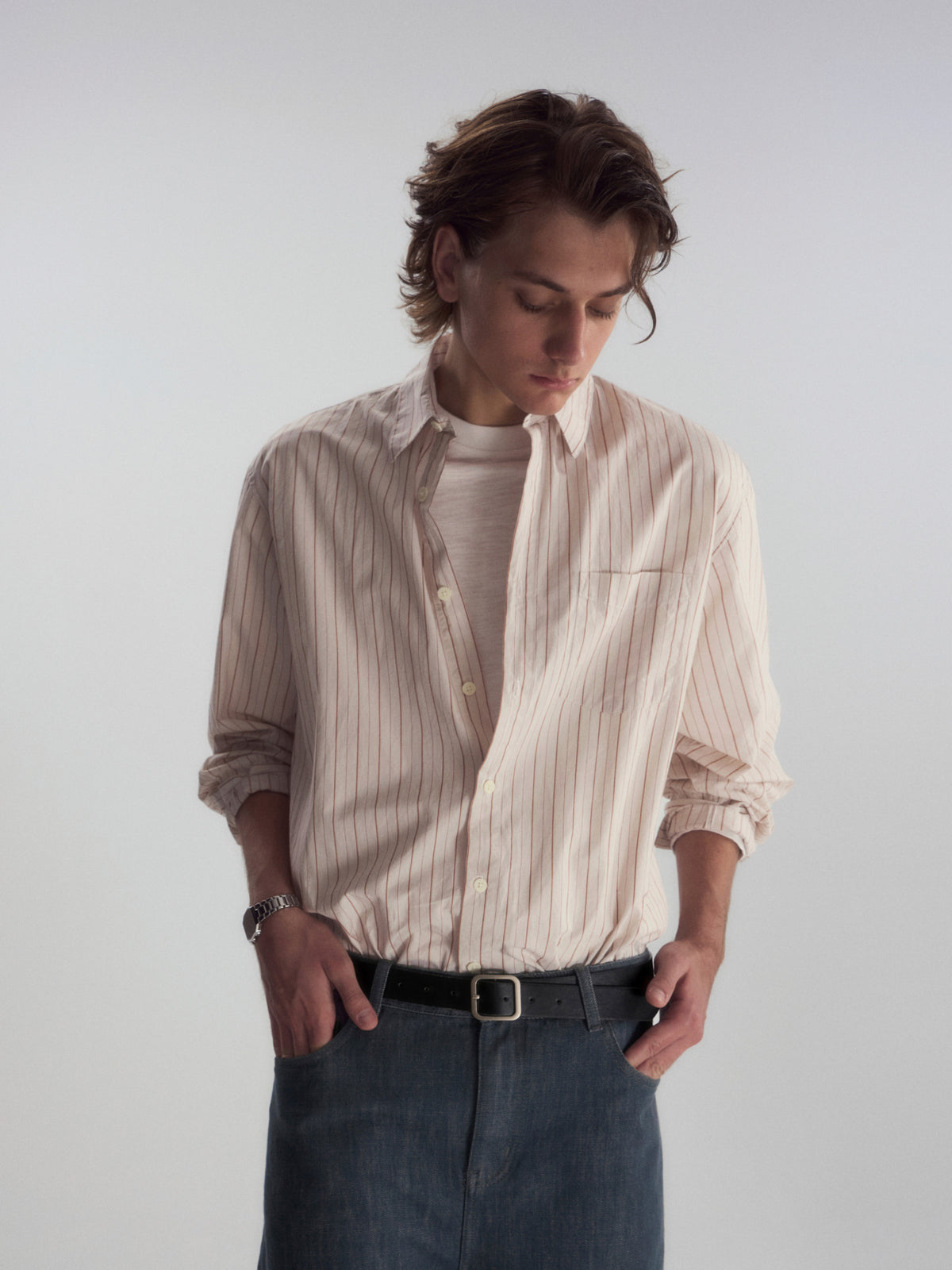Pinstripe Relaxed Pocket L/S Shirt