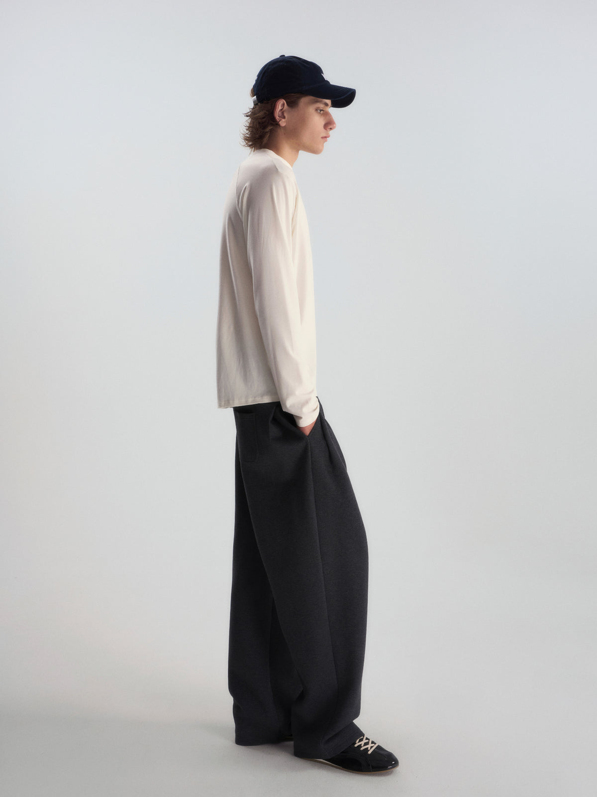 Wool-Blend Mock Neck L/S Tee