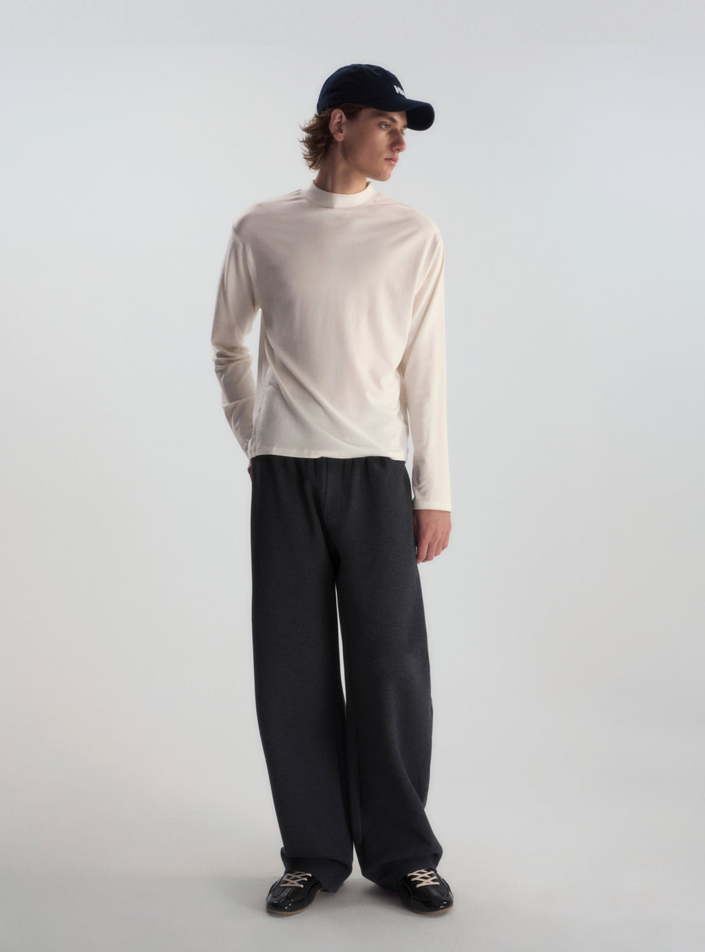 Wool-Blend Mock Neck L/S Tee