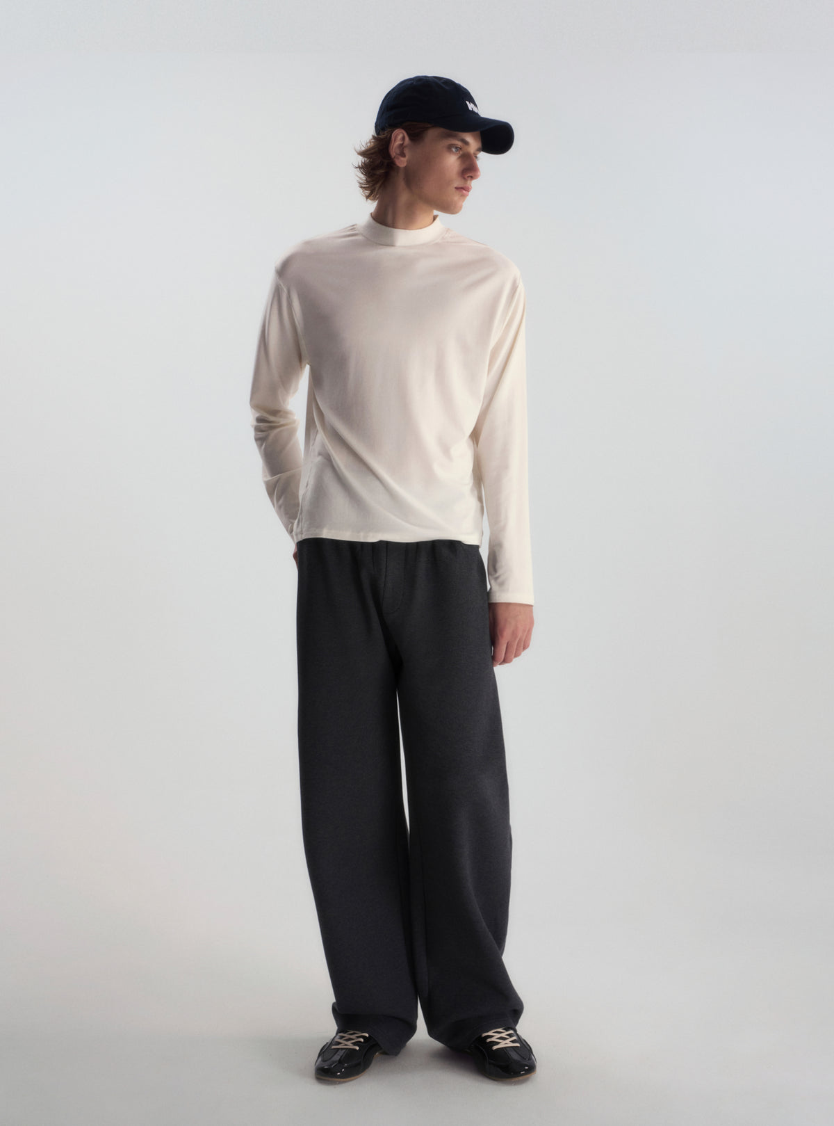 Wool-Blend Mock Neck L/S Tee
