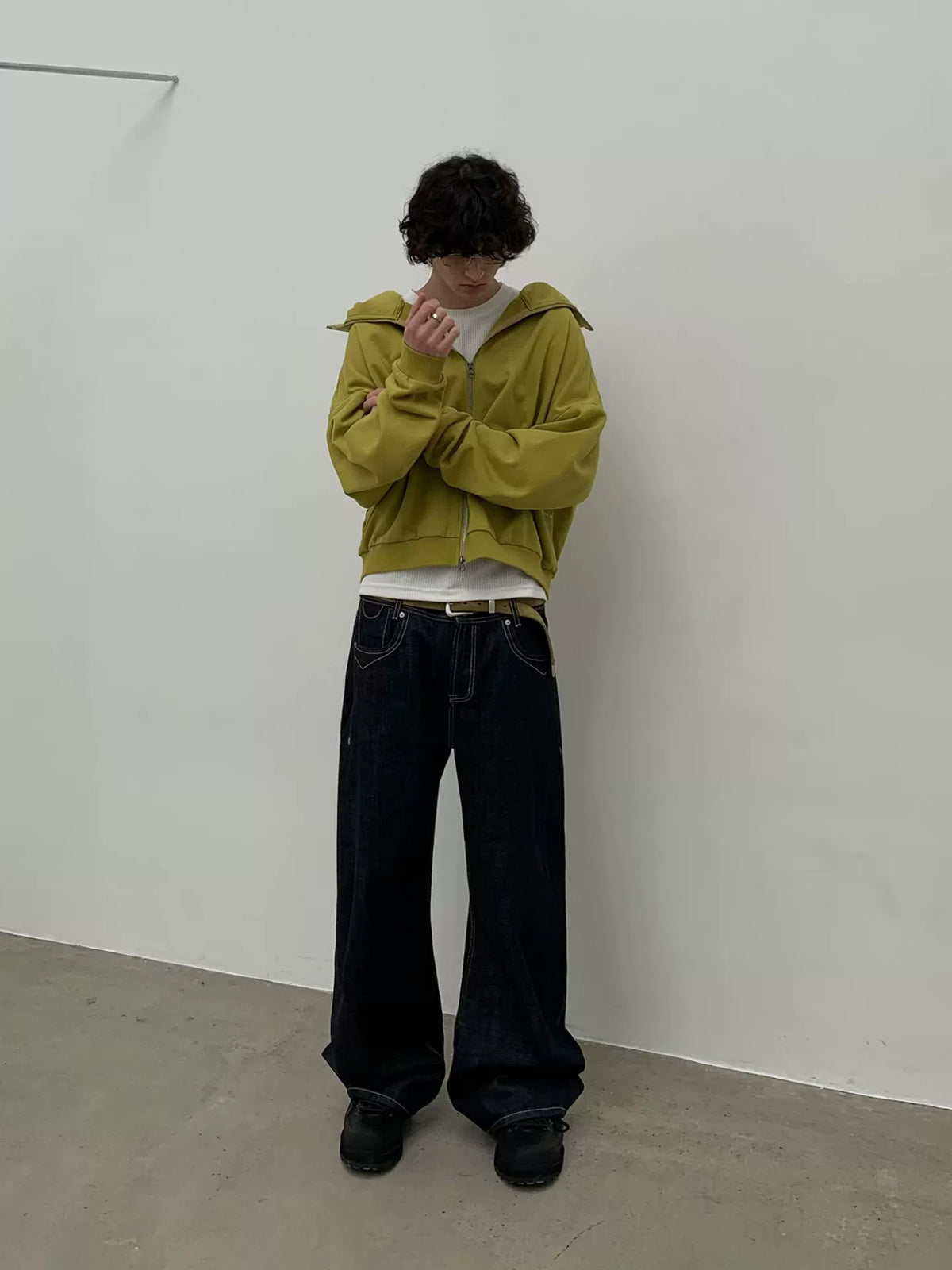 Enzyme-Washed Cropped Zip Hoodie