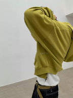 Enzyme-Washed Cropped Zip Hoodie
