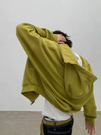 Enzyme-Washed Cropped Zip Hoodie