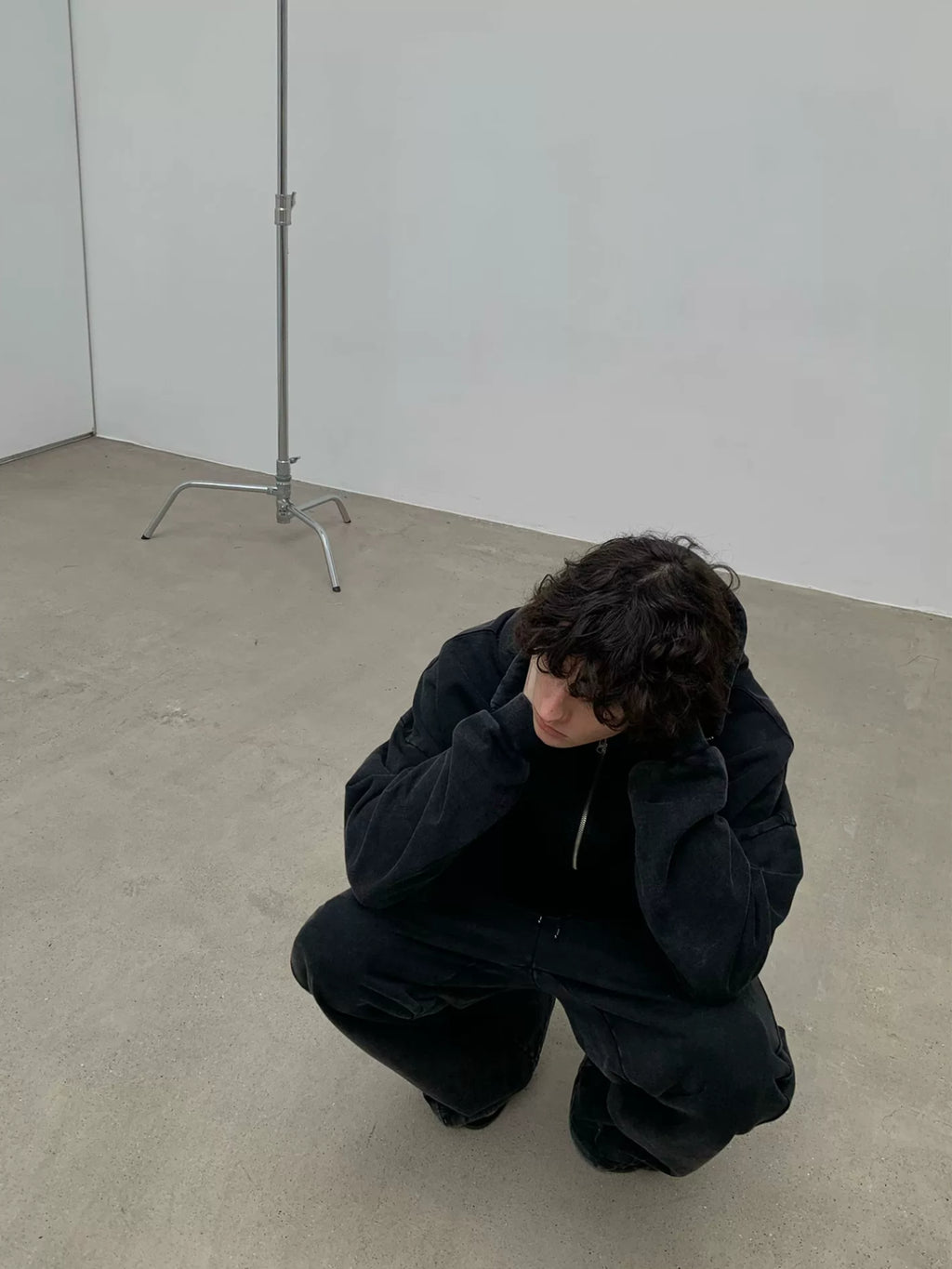 Enzyme-Washed Cropped Zip Hoodie